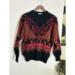 Vintage Ladies Bogner Wool Ski Sweater In A Desert Cactus Design - Size Medium